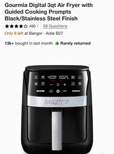 Gourmia 3 Qt Digital Air Fryer Guided Cooking Prompts 8 Programs Black/SS