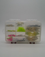 Lot of Sinkers, Jigs, Jig Heads & Tails Various Colors Clear Plano Tackle Case