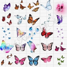 Butterflies Waterslide Decals Finger Nail, Instructions Bonus  (set of 50) SS