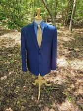 NWOT 130 Saddlebred 46L Blue 2 Button 100 Cotton Blazer Sport Coat Jacket