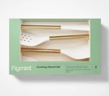 Figmint Silicone Kitchen Utensil Set Compact Champagne 4pc Steel/Nylon Utensils