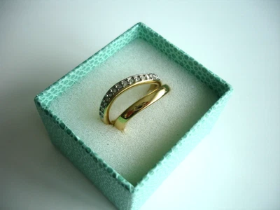 Pierre Lang 2 x Ring Gr. 8 ( 19 mm ) 60  Gold Zirkonia w. NEU Ohrringe - Bild 1 von 4