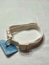 Vibrant Life Solid Adjustable Dog Collar Cream Size Medium Neck Size 14-20 In