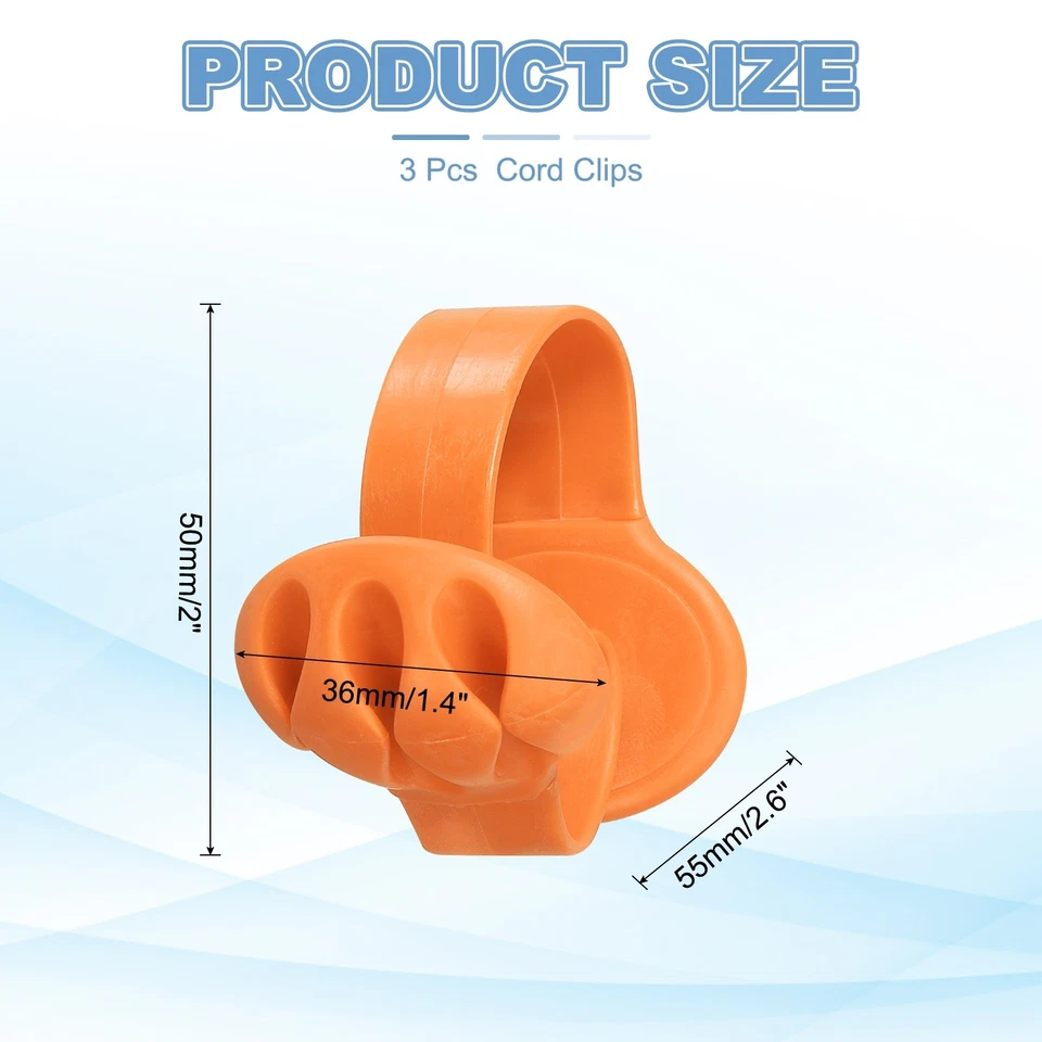 Clips para cables, 3 piezas organizador de cables de escritorio portacables, naranja Foto 2 de 4