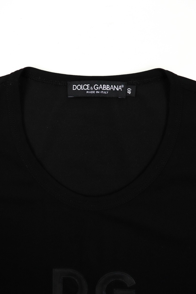 トップス 00s dolce&gabbana long t-shirt italy Dolce & Gabbana Vintage 00s DG PVC Logo Black Stretching T