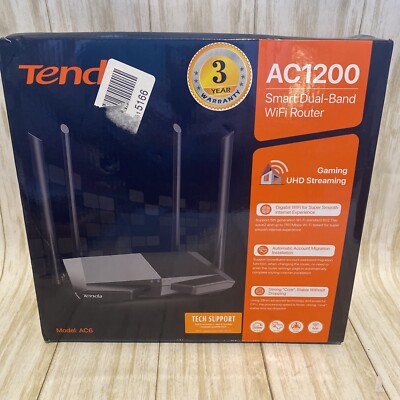 Tenda AC6 2.4 G/5.0 GHz 1200 Mbps Señal fuerte Home Use Wireless WIFI Router 