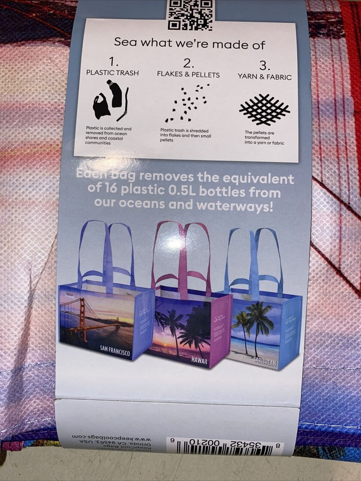 HAWAII COSTCO REUSABLE SHOPPING TOTE BAG ECO RECYCLED OCEAN PLASTIC