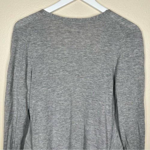 Boden Womens Gray and Navy Blue Longline Open Front 100% Wool Cardigan Sweater - Picture 5 of 9