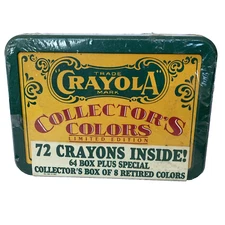 Crayola Collector's Colors Limited Edition Tin Box 72 Crayons 1991 Vtg USA New