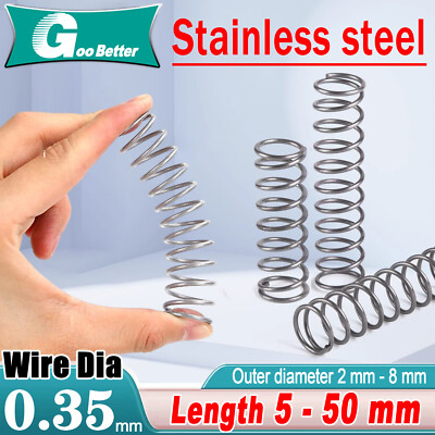 Uxcell 6Pack Compression Springs, 1.2mm Wire Diameter X 15mm OD X 50mm Length Stainless Steel Extension Spring Silver - View #5