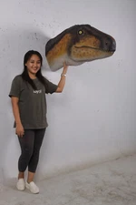 Hanging Dinosaur Theropod Head Wall Decor Prehistoric Prop Life Size Statue