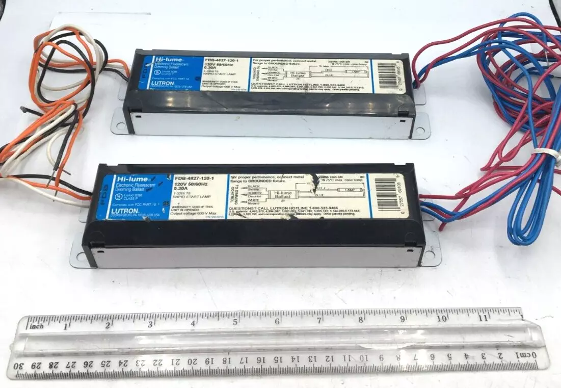 Lutron Lot of 2 Hi Lume Electronic Fluorescent Dimming Ballast FDB 4827 120 1