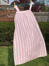 VTG 70s Pink Stripe Nightgown Maternity Tank Top Sleeveless Smock Mini Dress Med