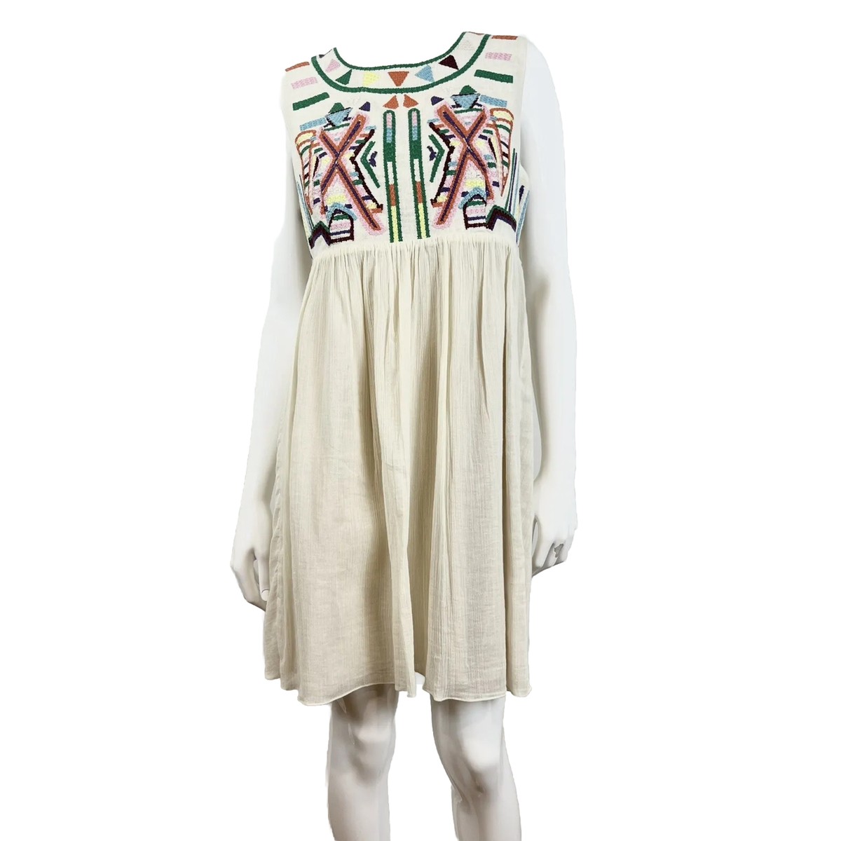 aztec embroidered dress Lavalette Aztec Embroidered Sleeveless V Neck Rayon Tunic Dress – xoxo,  klowe main image 0