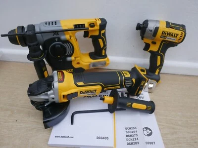 DeWalt DCH273 SDS Bohrmaschine DCF887 Schlag DCG405 Schleifer 18V Bare Unit Triple Set
