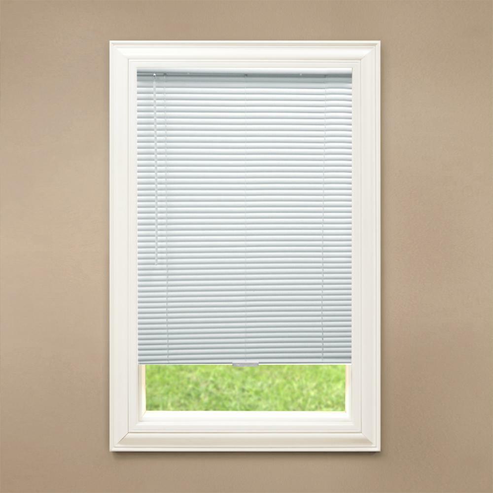 CUSTOM CUT Hampton Bay White Cordless 1 in. Blackout Vinyl Blinds