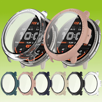 Für Amazfit Active 2 Kunststoff PC Smart Watch Hülle + Tempered H9 Hart Glas