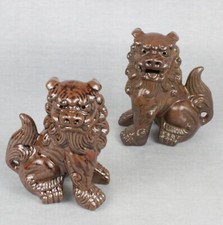 Shisa Guardian Foo Dog Lion pair 6 inch Ceram...