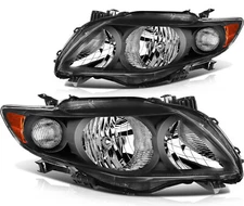 For 2009-2010 Toyota For Corolla 1.8L 3.4L One Pair Headlights Black Housing