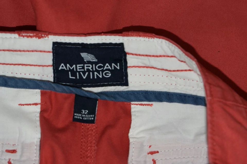 American Living 男式工装短裤重量级三文鱼棉复古 32 码全新 — 第 4/4 张图片