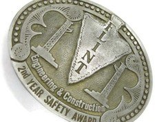 Flint Belt Buckle Engineering and Construction 2nd Year Safety Award USA Vintage