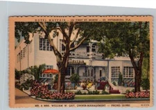 ST PETERSBURG FLORIDA*MAYFAIR APARTMENTS HOTEL*WM GAY*OWNER*LINEN POSTCARD