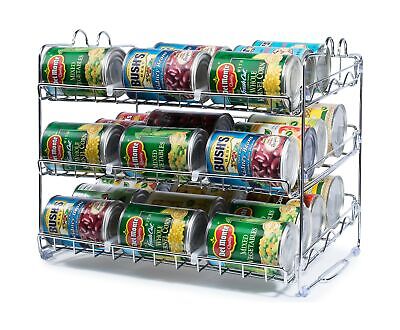 Stackable 36 Cans Rack Organizer Storage Stainless Steel Chrome Kitchen Cabinets