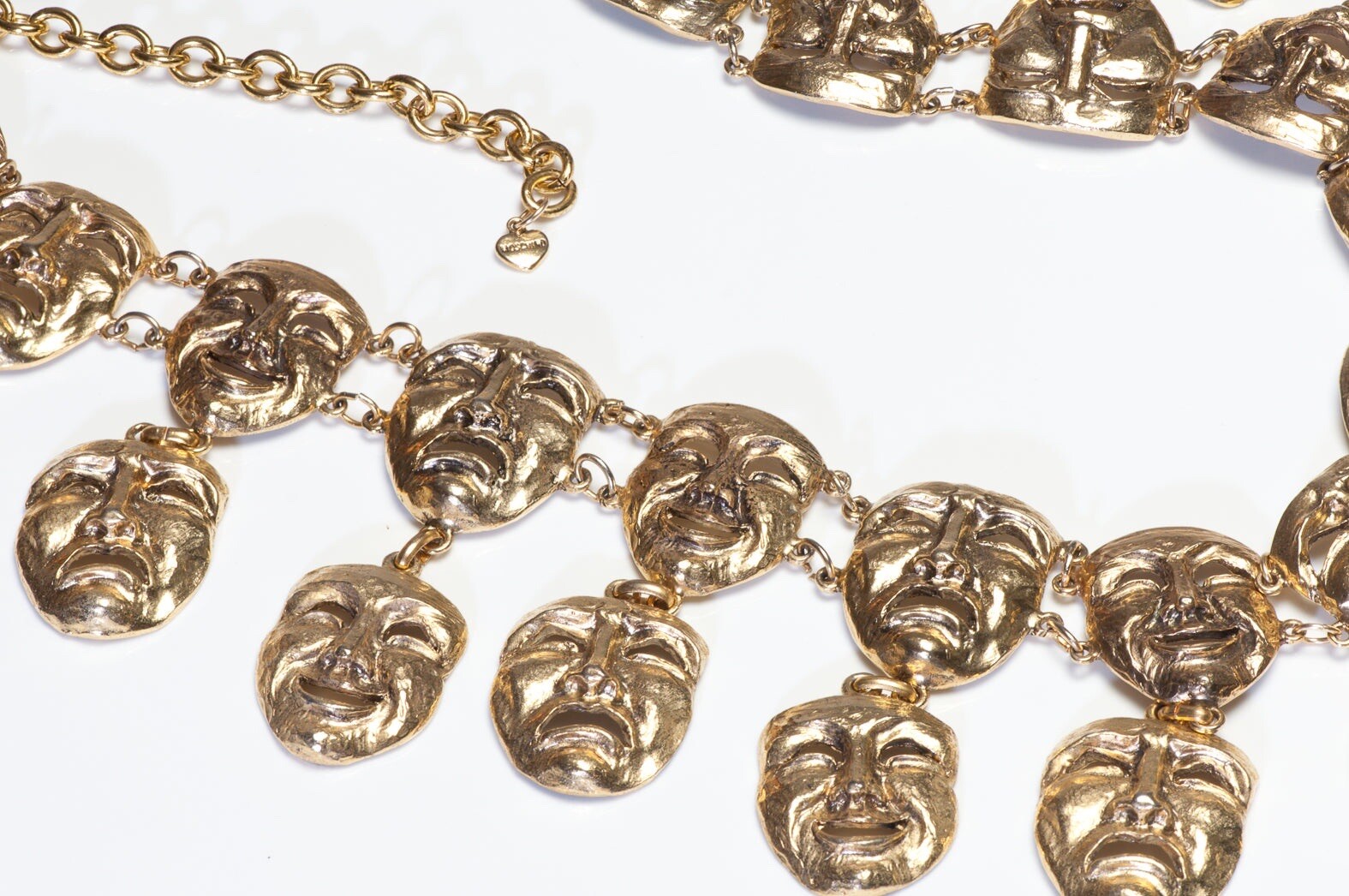 Vintage 1990’s Moschino Couture Comedy Tragedy Mask Chain Belt image 3
