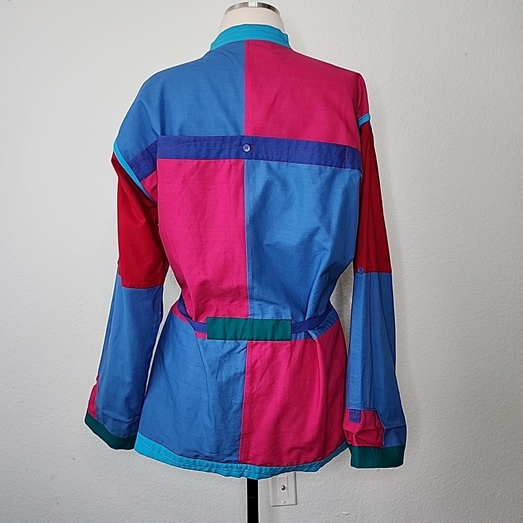 1990s Colorful Jacket Patchwork Convertible to To… - image 3