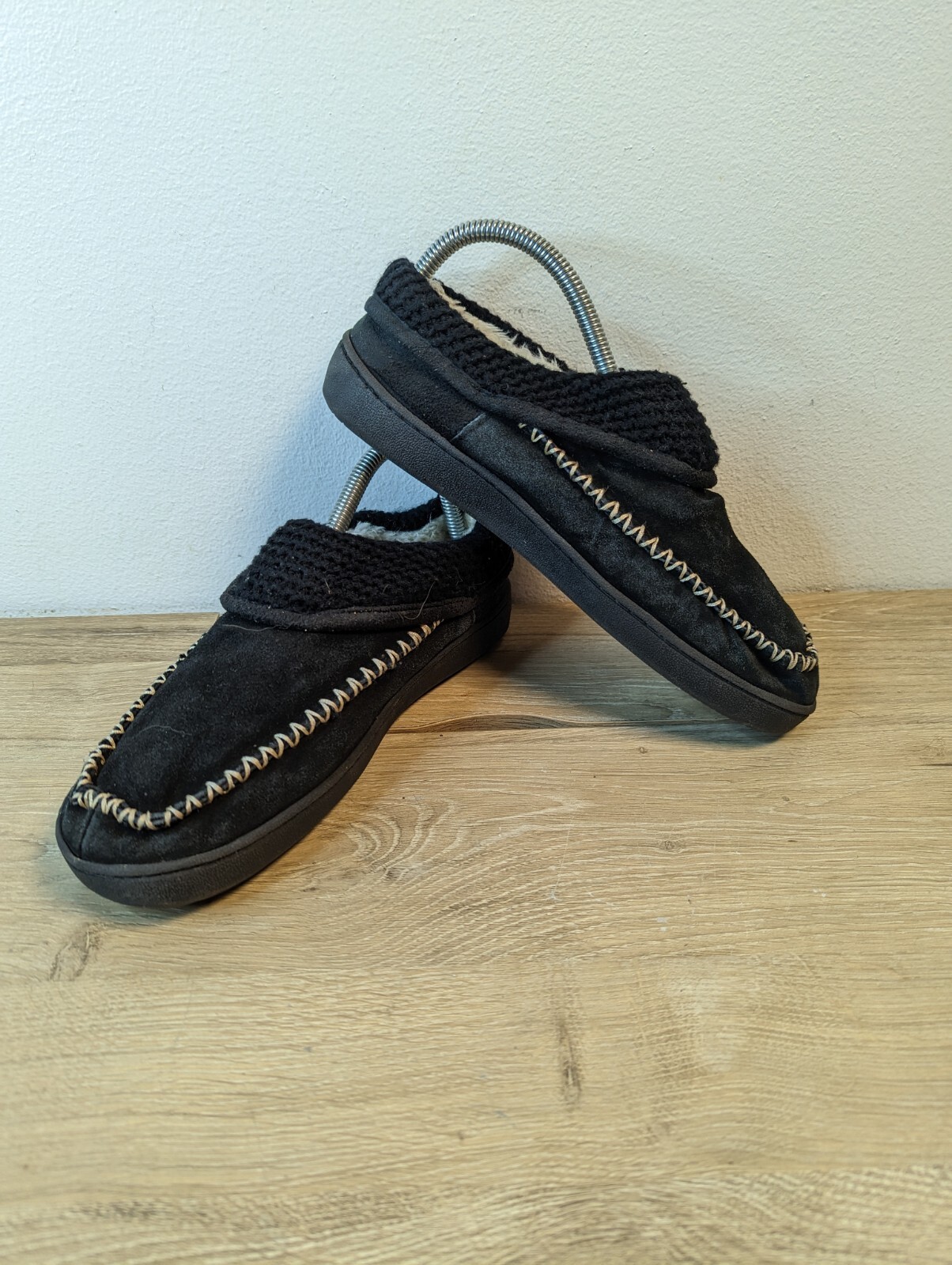Earth Spirit Cloud Ease Lori Mule Faux Fur Knitted Suede Slippers Black Sz  7 | eBay
