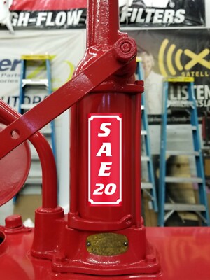 PAIR of 2x5 SAE 20 OIL GAS VINYL DECAL LUBESTER OIL PUMP LUBSTER TOP PUMP