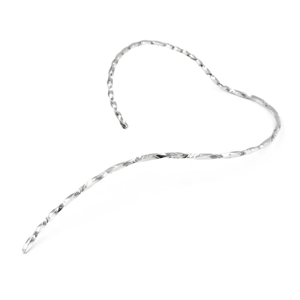 Cellerini - Collana Rigida in Argento Sterling 925 Filo Torchon Martellato - Immagine 2 di 4