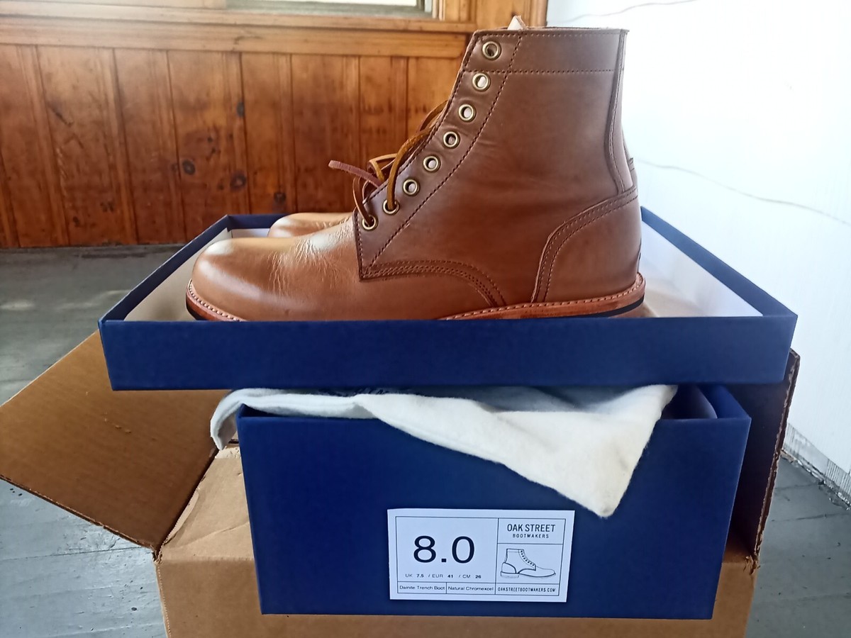 Oak Street Bootmakers Trench Boot Handmade Brown Chromexcel Size 8 cap toe trench boot natural chromexcel | oak street  main image 3