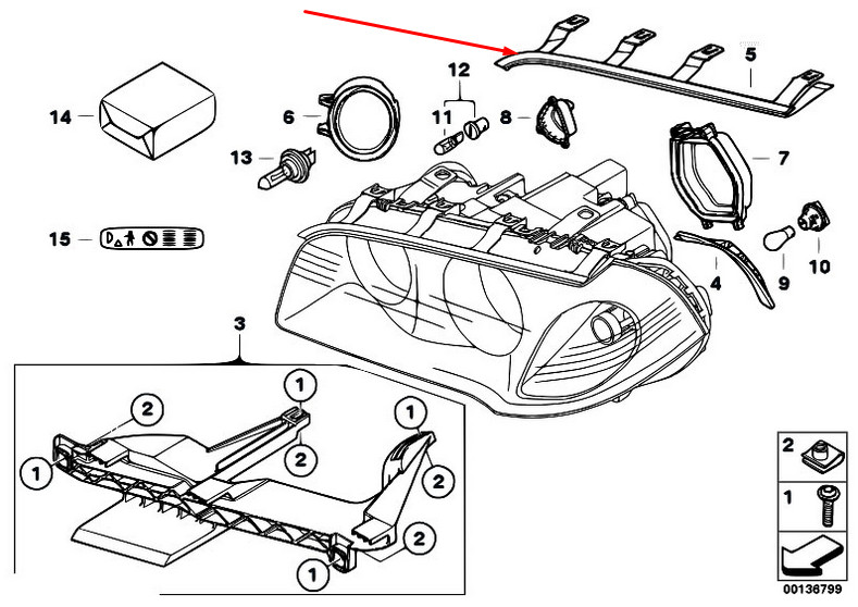 BMW X3 E83 Right Headlight Upper Gasket Seal 63126939274 6939274 