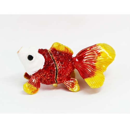 Scatola/Figurina con strass per animali smaltati Bejeweled - Pesce rosso - Foto 2 di 6