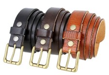 Men's dress belt genuine full leather casual dress belts 1-1/8" 30mm Wide