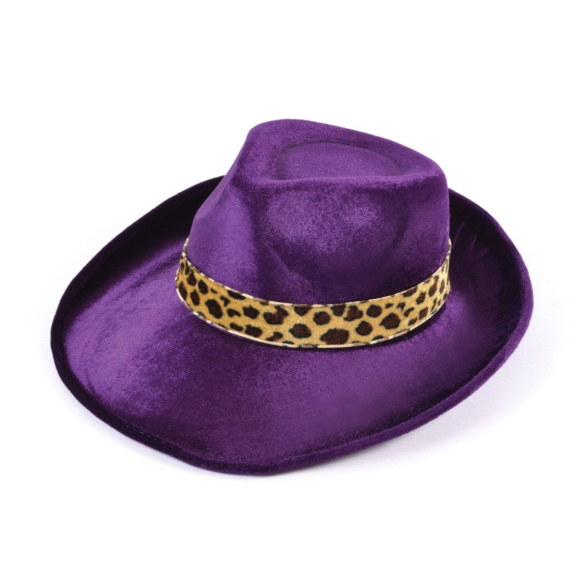 Fedora Velvet Purple Hat with Leopard Band Fedora Velvet Purple Hat with Leopard Band
