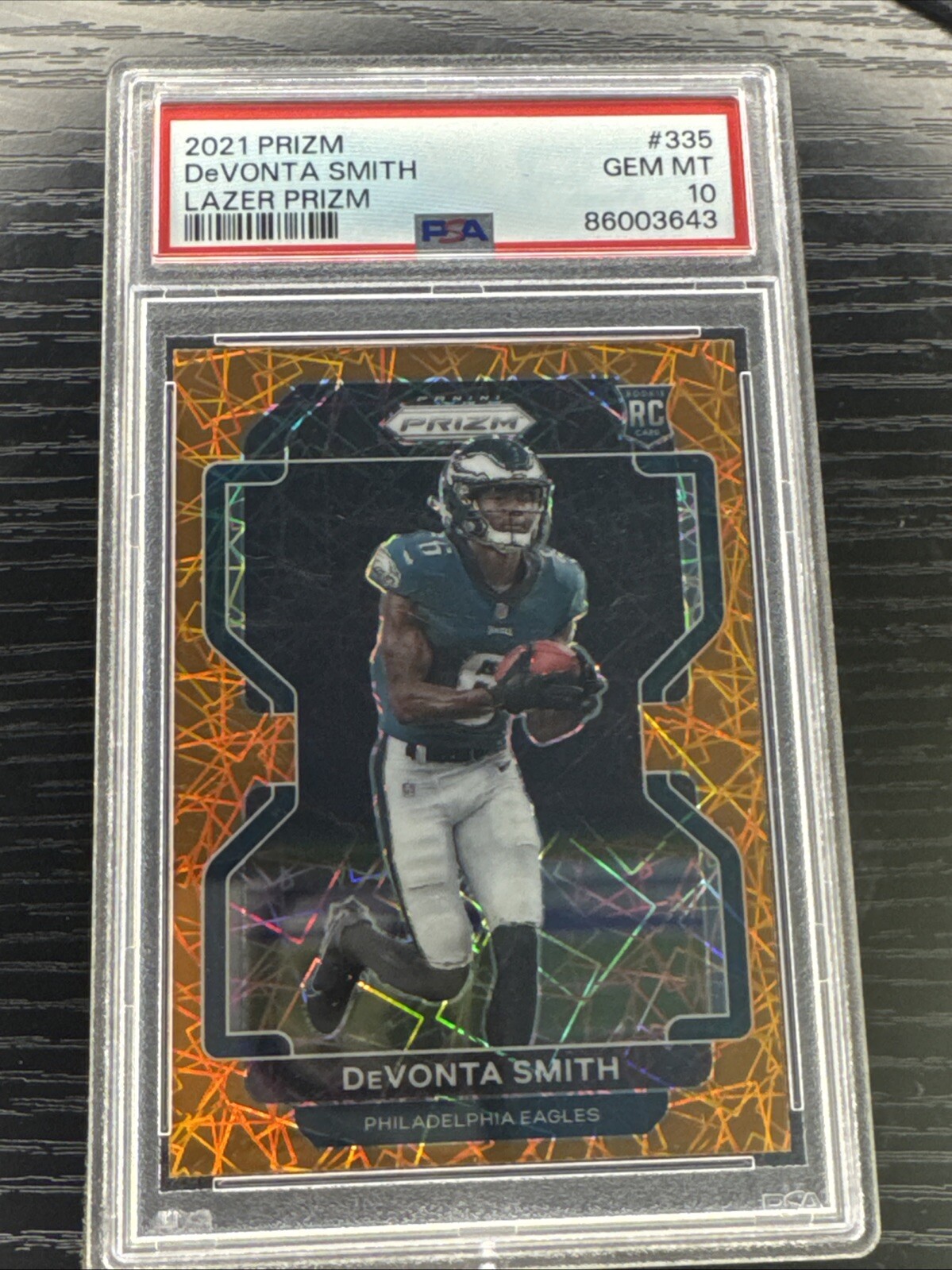 2021 Panini Prizm ORANGE LAZER DeVonta Smith Rookie PSA 10 Eagles #335