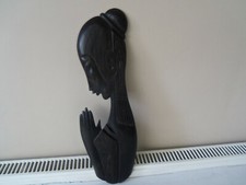 RELIGIOUS WALL-HANGING "LADY IN PRAYER" - BLACK- ? wood