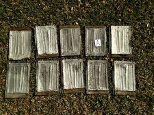 Lot 10 Antique 14 x 9.5 Old Painted Shield Embossed Metal Tin Roofing Shingles