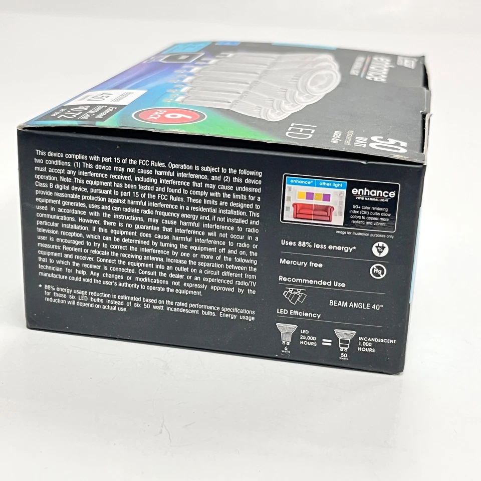 6 pack Feit Enhance LED 6W (50W Equivalent) Light Bulb GU10 MR16 450 lumens - Image 4 of 4