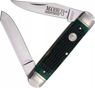 Marbles Jack Folding Knife Mirror Finish Stainless Blades Green - MR631 KB290