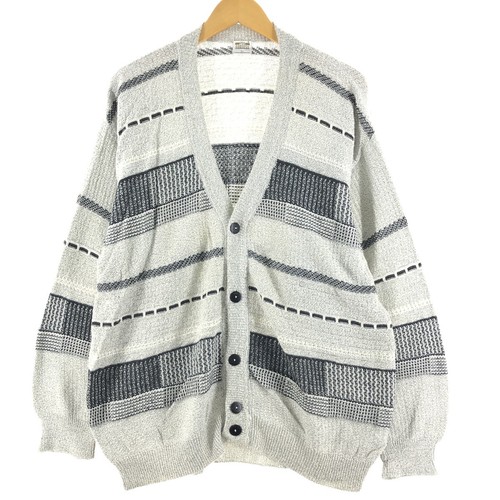 Vintage VIA CORTESA all-over print cotton knit cardigan men's XL