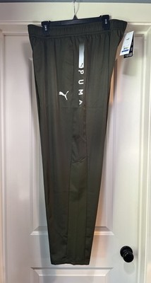 Mens XL Puma Running Woven Pant Dark Olive Track Bottom Knit Mesh DryCell New