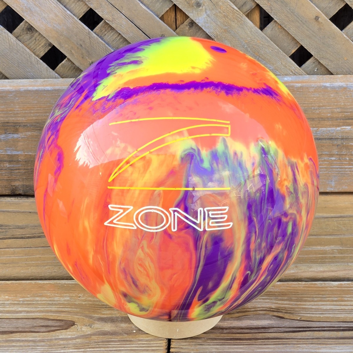 Vintage 1990s Brunswick Danger Zone Purple Orange Yellow Swirl