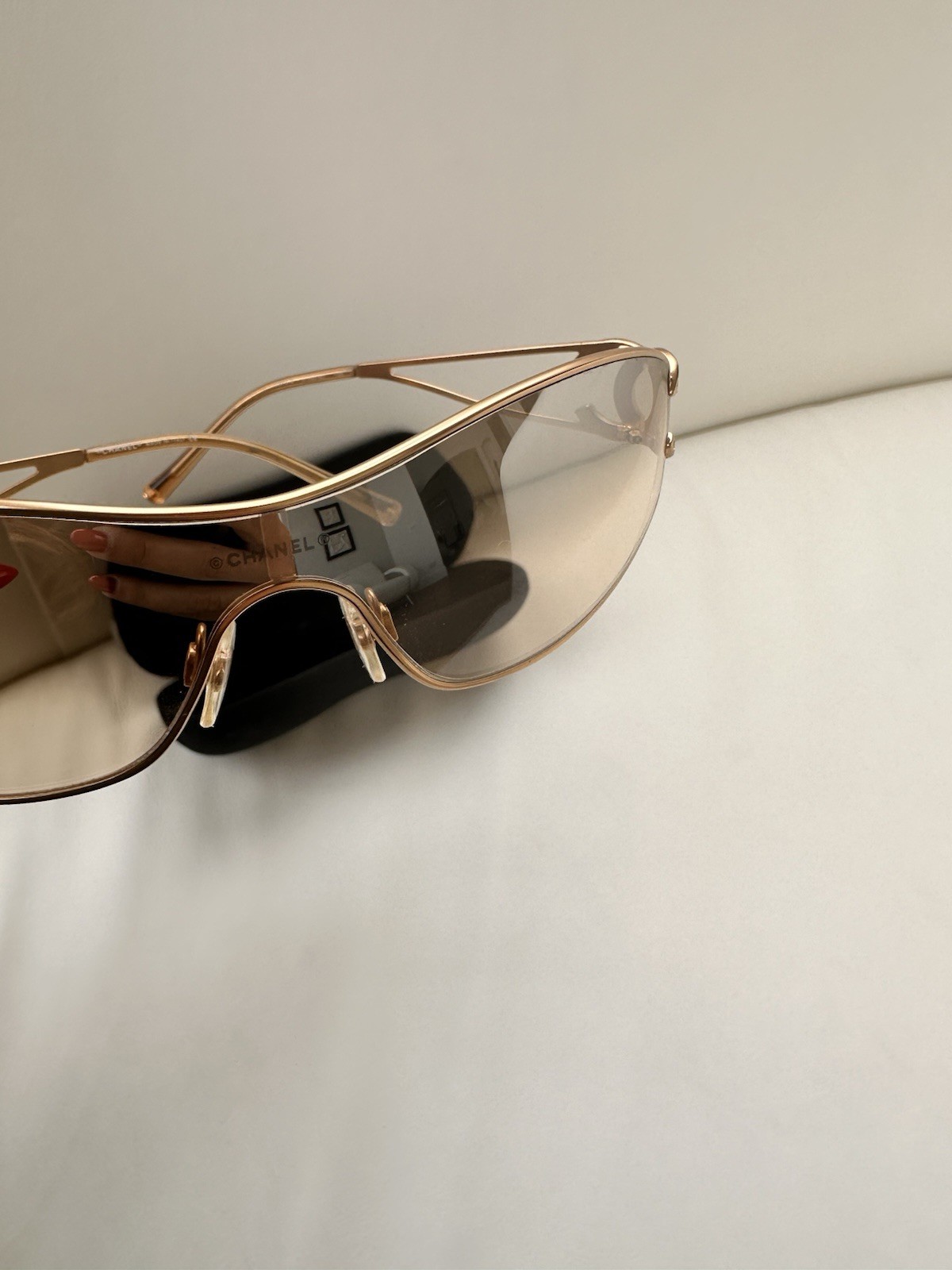 Authentic Chanel Shield Sunglasses with Swarovski… - image 8