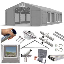 8x12 Große Industriezelthalle Moskitonetz Werkstattzelt 12x8 grau PVC W