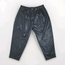 Vintage Black Leather Pants Women's Sz 20W High Rise Pleated Tapered Motorcycle