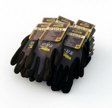 12 Pair Grey Safety Gloves Latex Coated Grip Cut Resistant