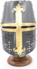 Medieval Warrior Templar Brass Crusader Helmet Knights Helmet Crusader Helmet